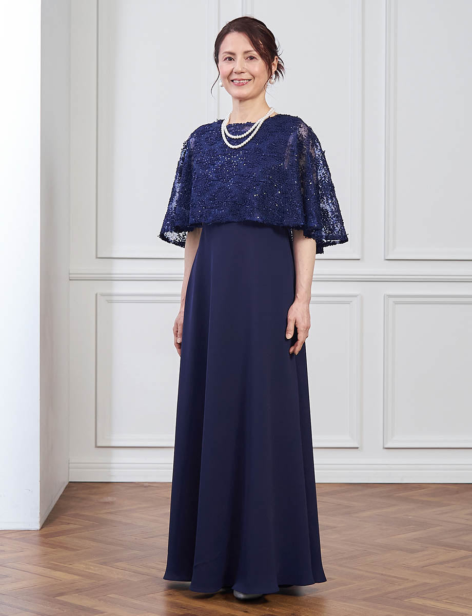 TWEED DRESS マザーズドレス XL 5812-BK 結婚式母親ドレス・新郎新婦母親ドレスにお薦めフォーマルロングドレス