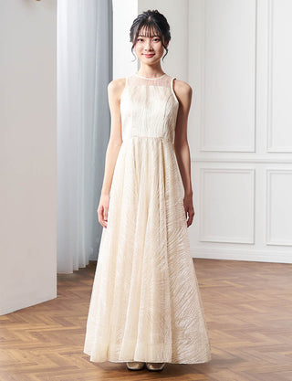 コンクール用ジュニアドレス|シャンパンゴールド ロング丈ドレス・140〜160cm対応