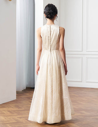 後ろファスナー仕様のジュニアドレス シャンパンゴールド|コンクール向け・140〜160cm対応