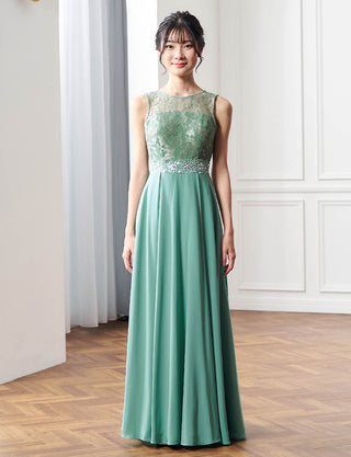 コンクール用ジュニアドレス|ナイルブルー ロング丈ドレス・140〜160cm対応