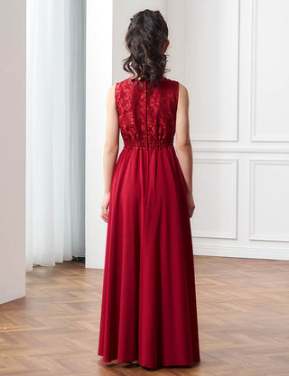 後ろウエストシャーリング仕様のジュニアドレス ワインレッド|コンクール向け・140〜160cm対応