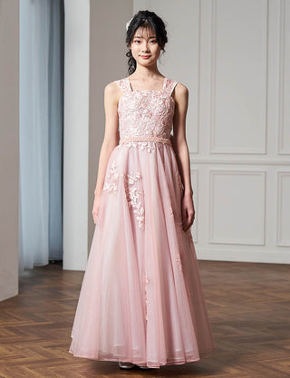 華やかな演奏会用ジュニアドレス ピンク|肩紐あり・ジュニア用ドレス 140〜160cm