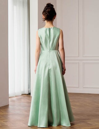 後ろファスナー仕様のジュニアドレス ペールグリーン|コンクール向け・140〜160cm対応