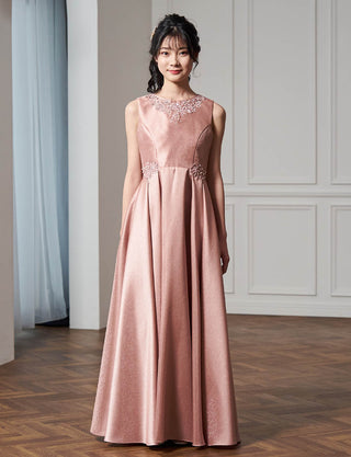 コンクール用ジュニアドレス|ピンクゴールド ロング丈ドレス・140〜160cm対応