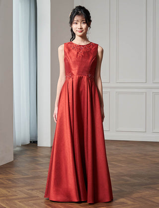 コンクール用ジュニアドレス|ワインレッド ロング丈ドレス・140〜160cm対応