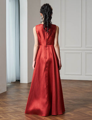 後ろファスナー仕様のジュニアドレス ワインレッド|コンクール向け・140〜160cm対応