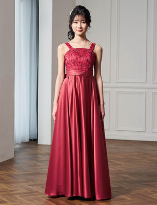 ピアノ発表会用ジュニアドレス(肩紐付き)ピンクローズ|140〜160cm対応・ロング丈ドレス