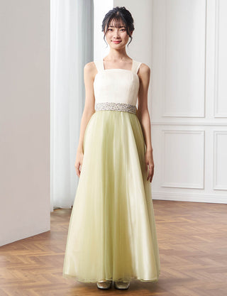 華やかな演奏会用ジュニアドレス ライトカーキ|肩紐あり・ジュニア用ドレス 140〜160cm