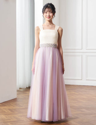 華やかな演奏会用ジュニアドレス ラベンダー|肩紐あり・ジュニア用ドレス 140〜160cm