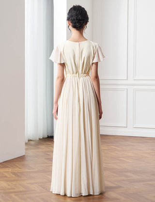 後ろウエストシャーリング仕様のジュニアドレス アイボリー|コンクール向け・140〜160cm対応