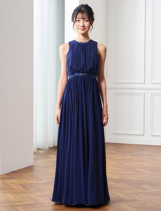コンクール用ジュニアドレス|ダークネイビー ロング丈ドレス・140〜160cm対応