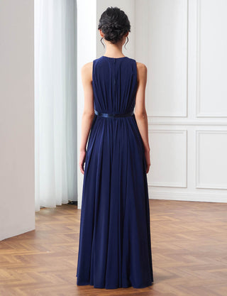 後ろファスナー仕様のジュニアドレス ダークネイビー|コンクール向け・140〜160cm対応