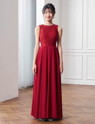 コンクール用ジュニアドレス|ワインレッド ロング丈ドレス・140〜160cm対応