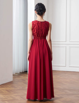 後ろウエストャーリング仕様のジュニアドレス ワインレッド|コンクール向け・140〜160cm対応