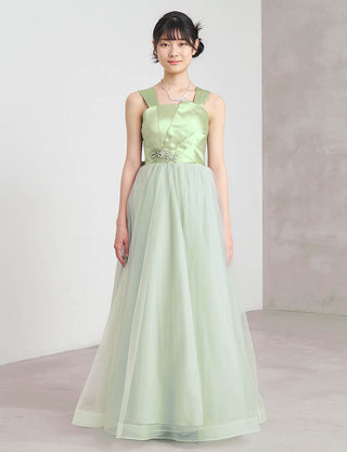 ピアノ発表会ドレス ペールグリーン|肩紐あり・ジュニア用ドレス 140〜160cm