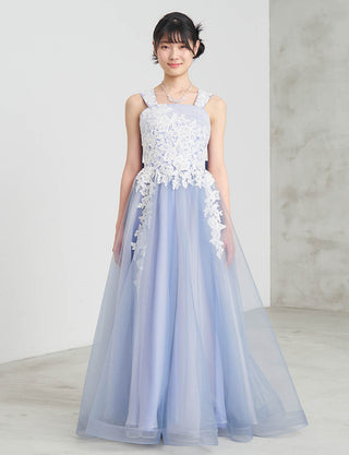 演奏会用ジュニアドレス ブルーグレー|肩紐あり・ジュニア用ドレス 140〜160cm