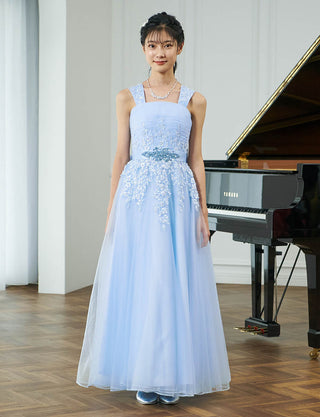 ピアノ発表会ドレス パステルブルー|肩紐あり・ジュニア用ドレス 140〜160cm