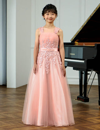 ピアノ発表会ドレス ピンク|肩紐あり・ジュニア用ドレス 140〜160cm