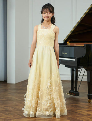 華やかな演奏会用ジュニアドレス レース エクリュ|肩紐あり・ジュニア用ドレス 140〜160cm