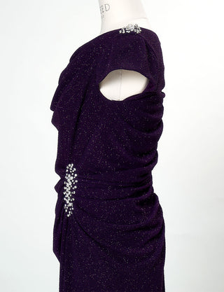 TWEED DRESS(ツイードドレス)のプラムロングドレス・ラメ/ポリウレタン|T-1284-PMのトルソー上半身側面画像です。