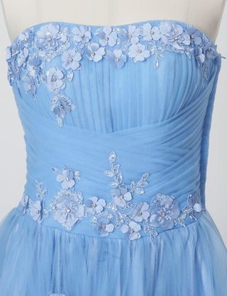 TWEED DRESS(ツイードドレス)のブルーグレーロングドレス・チュール|TB1703-BLGYのトルソー上半身正面画像です。