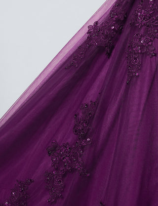 TWEED DRESS(ツイードドレス)のプラムロングドレス・チュール|TB1714-PMのスカート生地拡大画像です。