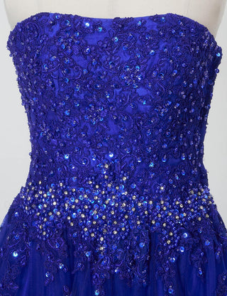 TWEED DRESS(ツイードドレス)のロイヤルブルーロングドレス・チュール|TB1714-RBLのトルソー上半身正面画像です。