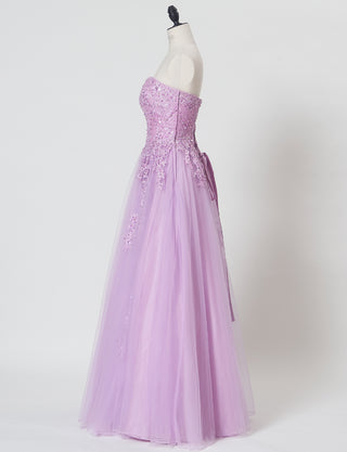 TWEED DRESS(ツイードドレス)のラベンダーロングドレス・チュール|TB1723-LVのトルソー全身側面画像です。
