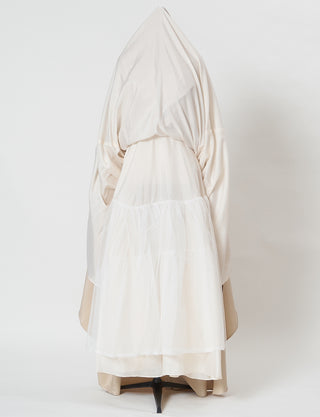 TWEED DRESS(ツイードドレス)のシャンパンゴールドロングドレス・サテン|TD1812-CGDのスカートパニエ画像です。