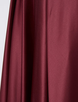 TWEED DRESS(ツイードドレス)のワインレッドロングドレス・サテン|TD1812-WRDのスカート生地拡大画像です。