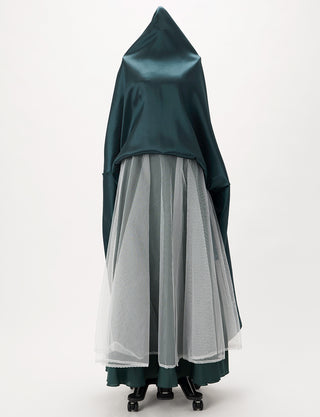 TWEED DRESS(ツイードドレス)のグリーンブラックロングドレス・タフタ|TH1432-1-GNBKのスカートパニエ画像です。