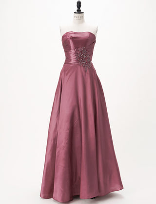 TWEED DRESS(ツイードドレス)のピンクローズロングドレス・タフタ|TH1432-1-PKRのトルソー全身正面画像です。