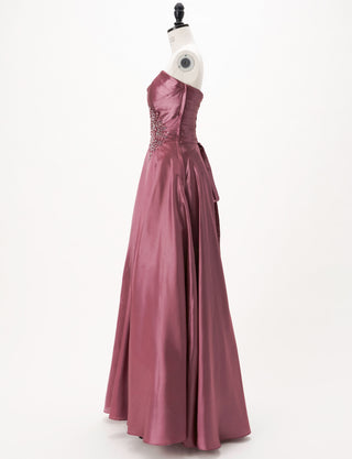 TWEED DRESS(ツイードドレス)のピンクローズロングドレス・タフタ|TH1432-1-PKRのトルソー全身側面画像です。