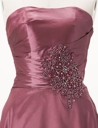 TWEED DRESS(ツイードドレス)のピンクローズロングドレス・タフタ|TH1432-1-PKRのトルソー上半身正面画像です。