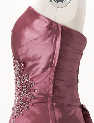 TWEED DRESS(ツイードドレス)のピンクローズロングドレス・タフタ|TH1432-1-PKRのトルソー上半身側面画像です。