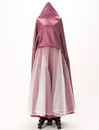 TWEED DRESS(ツイードドレス)のピンクローズロングドレス・タフタ|TH1432-1-PKRのスカートパニエ画像です。