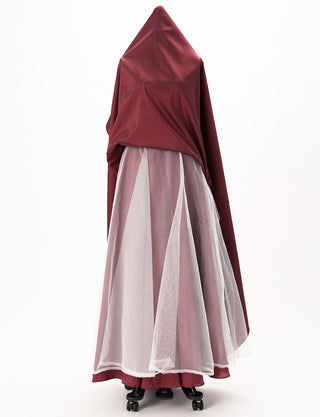 TWEED DRESS(ツイードドレス)のレッドブラックロングドレス・タフタ|TH1432-1-RBKのスカートパニエ画像です。