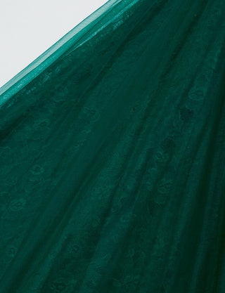 TWEED DRESS(ツイードドレス)のボトルグリーンロングドレス・チュール|TH1454-BGNのスカート生地拡大画像です。