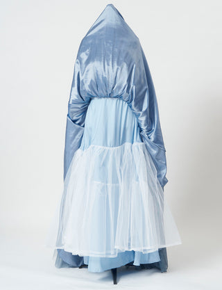 TWEED DRESS(ツイードドレス)のブルーグレーロングドレス・チュール｜TH1454-BLGYのスカートパニエ画像です。