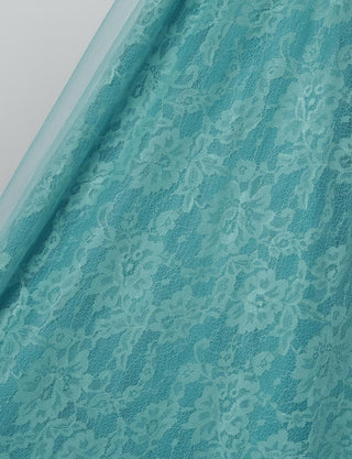 TWEED DRESS(ツイードドレス)のアクアミントロングドレス・チュール|TH1454-AMTのスカート生地拡大画像です。