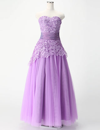 TWEED DRESS(ツイードドレス)のピンキーパープルロングドレス・チュール|TM1659-PPEのトルソー全身正面画像です。