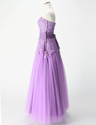 TWEED DRESS(ツイードドレス)のピンキーパープルロングドレス・チュール|TM1659-PPEのトルソー全身側面画像です。