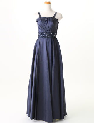 TWEED DRESS(ツイードドレス)のダークネイビーロングドレス・タフタ|TM1674-DNYのトルソー全身正面画像です。