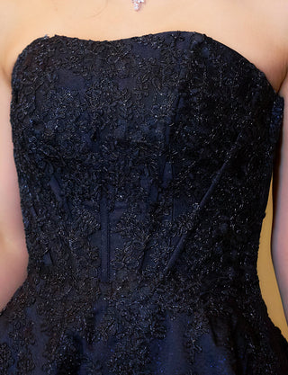 TWEED DRESS(ツイードドレス)のダークネイビーロングドレス・ジャガード|TN2011-DNYの上半身装飾拡大画像です。