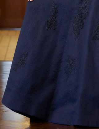 TWEED DRESS(ツイードドレス)のダークネイビーロングドレス・ジャガード|TN2011-DNYのスカート拡大画像です。