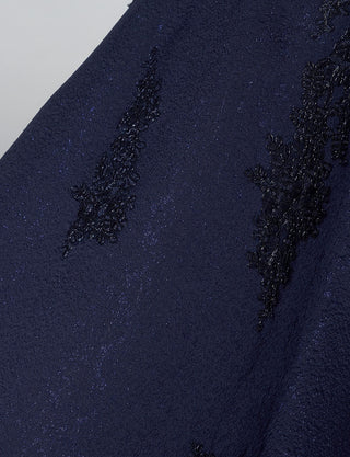 TWEED DRESS(ツイードドレス)のダークネイビーロングドレス・ジャガード|TN2011-DNYのスカート生地拡大画像です。