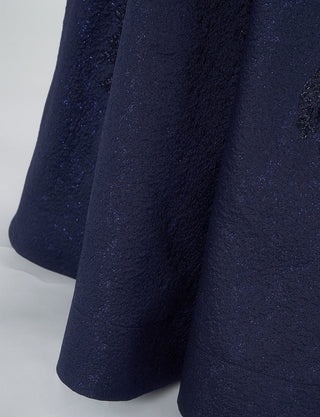 TWEED DRESS(ツイードドレス)のダークネイビーロングドレス・ジャガード|TN2011-DNYのスカート裾拡大画像です。