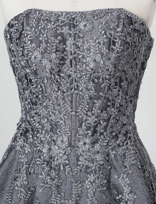 TWEED DRESS(ツイードドレス)のダークグレーロングドレス・ジャガード|TN2011-DGYのトルソー上半身正面画像です。