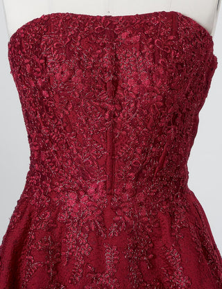 TWEED DRESS(ツイードドレス)のワインレッドロングドレス・ジャガード|TN2011-WRDのトルソー上半身正面画像です。