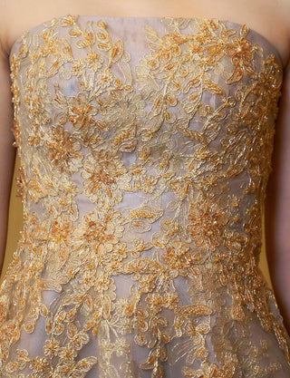 TWEED DRESS(ツイードドレス)のダークグレーロングドレス・チュール|TN2015-DGYの上半身装飾拡大画像です。